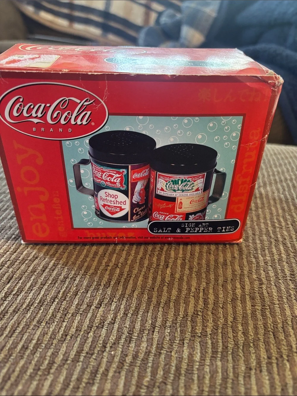 Coca Cola Red and Black Retro Logo Salt & Pepper Mug Set